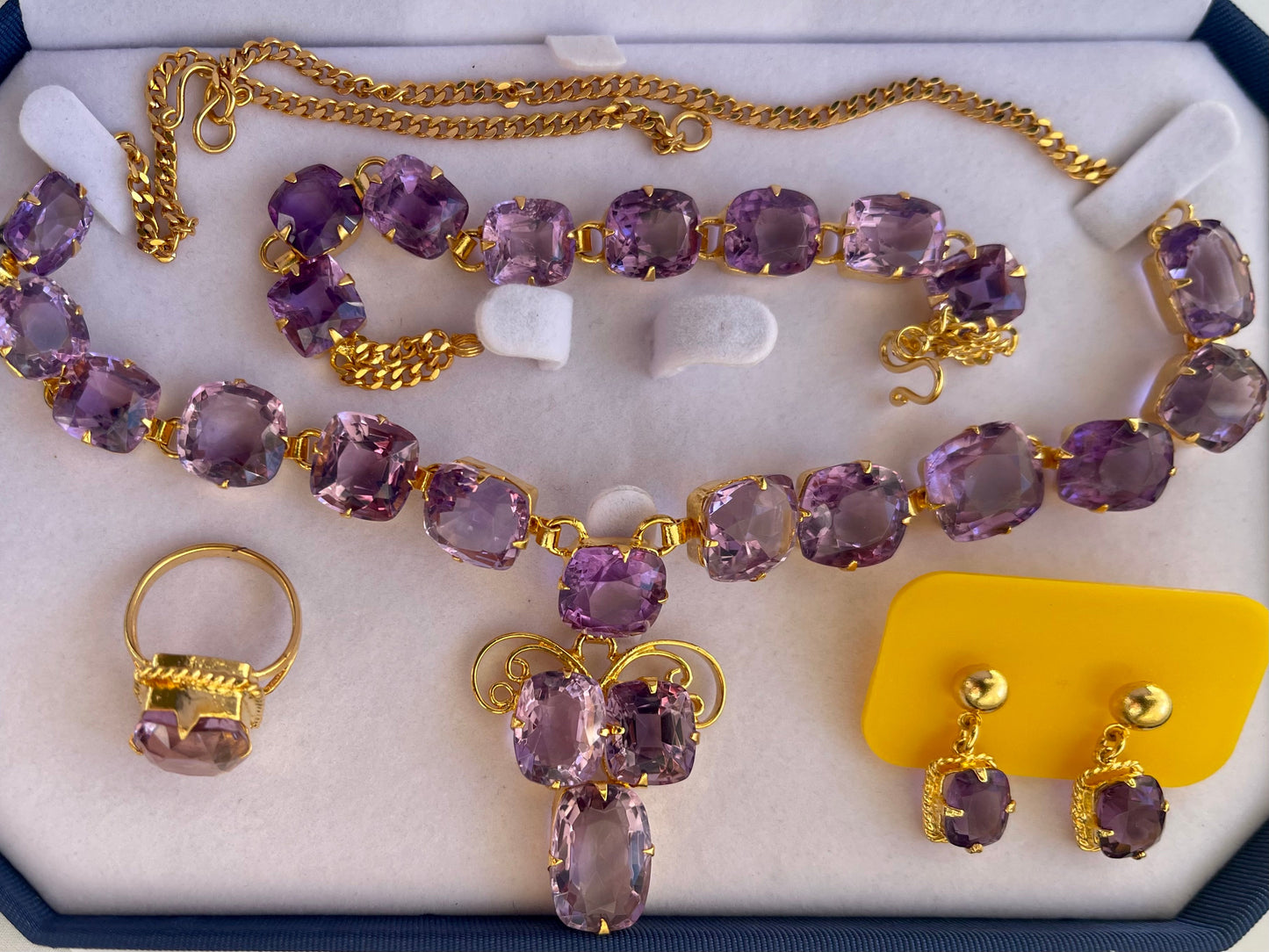 Natural Amethyst Necklace, Bracelet, Earring and Ring Set