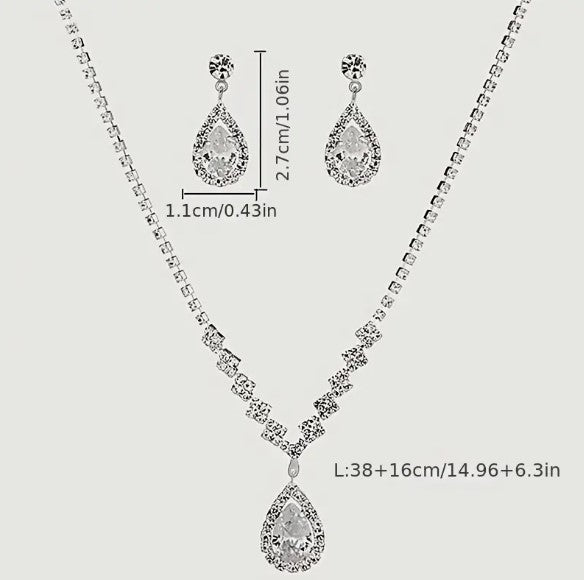 Fashion Jewelry- Rhinestone Zircon Necklace and earring set